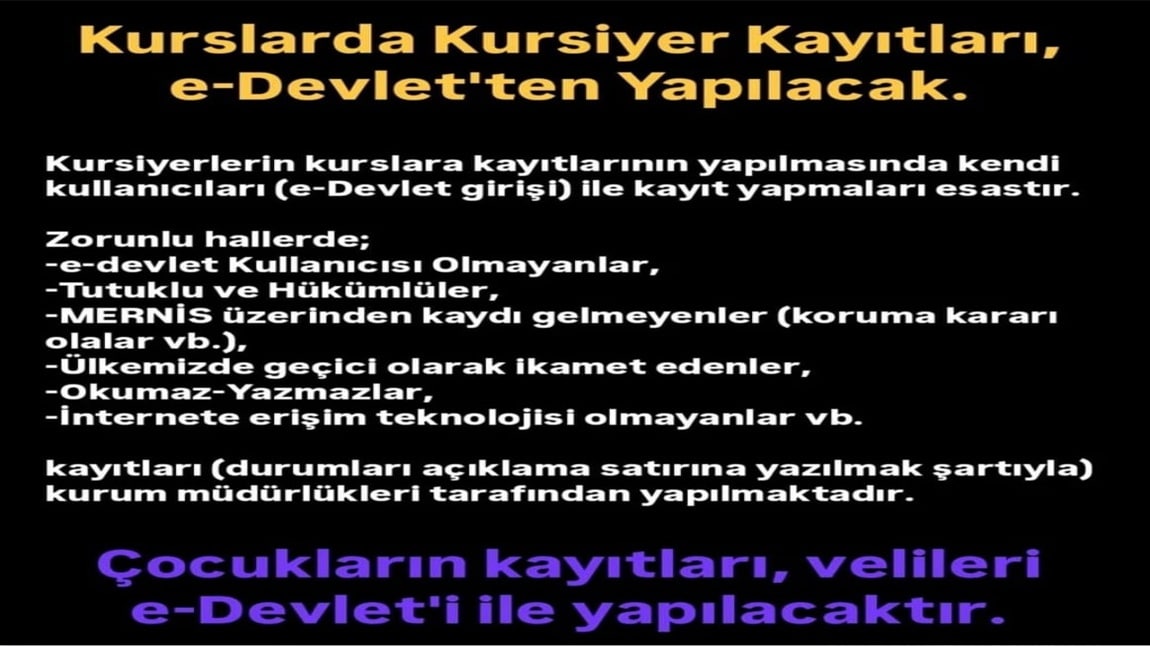 Kursiyer Kayıt İşlemleri