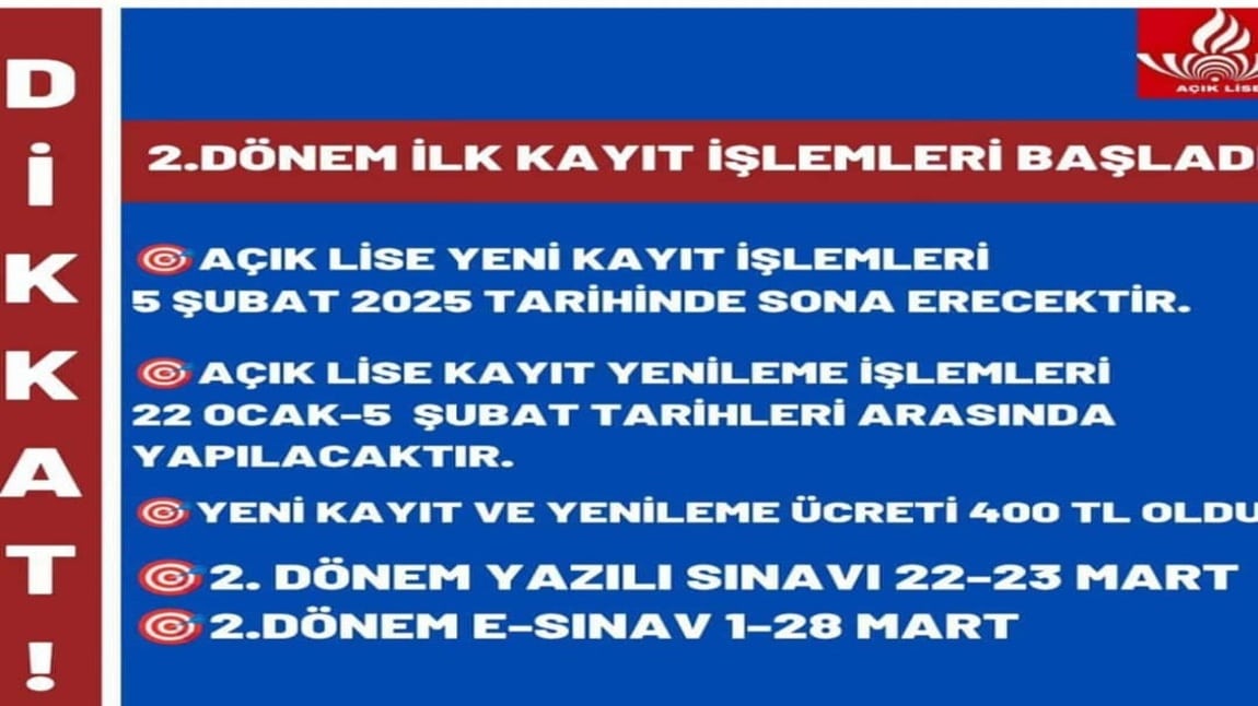 2. Dönem İlk Kayıt İşlemleri Başladı.